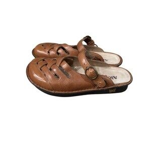 Alegria Freesia Slip On  Leather Clog Shoes in Cognac Women’s EUR 38